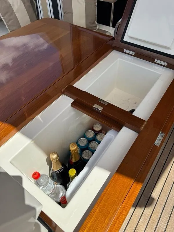 Slide: The Image of Built-in cooler with drinks on a 2007 Oyster LD43 yacht. - 24