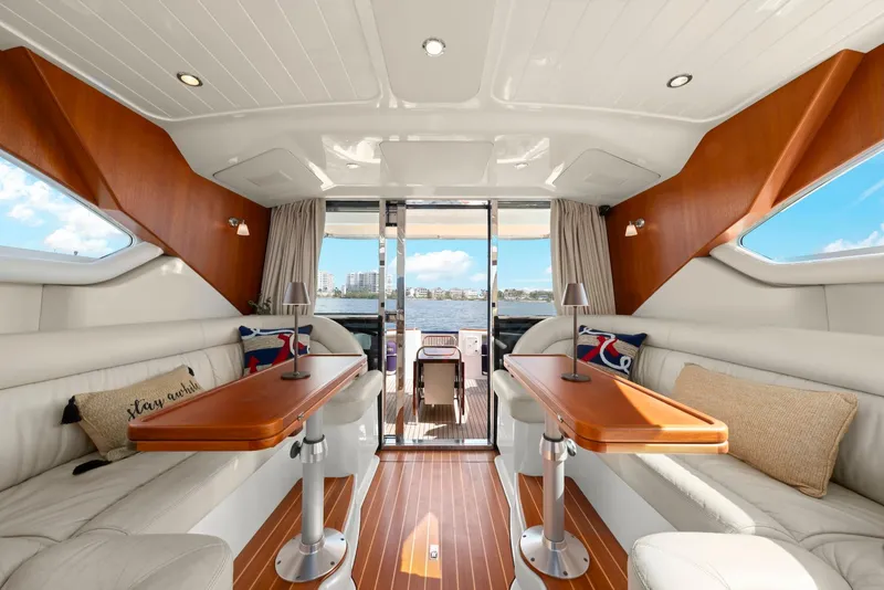 Slide: The Image of Luxurious interior of 2007 Oyster LD43 yacht with elegant seating and wooden accents. - 29