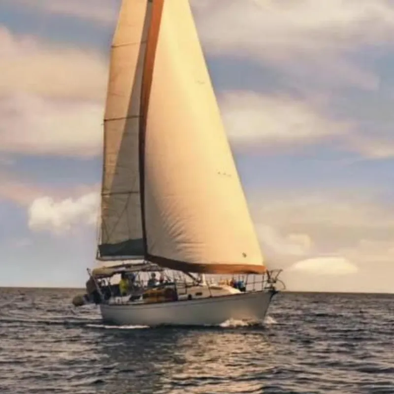 The Image of 1988 Sabre 38 sailboat cruising on open water under a colorful sky. - 0