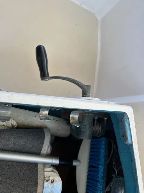 Slide: The Image of Close-up of a 1988 Sabre 38 sailboat's cockpit throttle lever. - 18