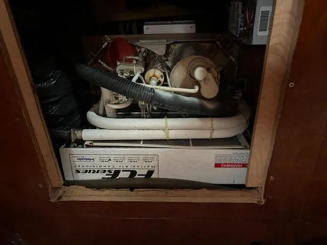 Slide: The Image of Engine compartment of a 1988 Sabre 38 sailboat. - 22