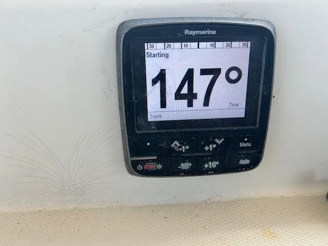 Slide: The Image of Raymarine navigation display on 1988 Sabre 38 showing 147 degrees. - 35