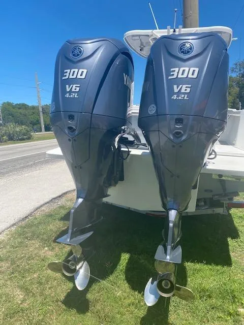 Slide: The Image of 2024 Parker 2900 CC with twin Yamaha 300 V6 4.2L outboard engines. - 6