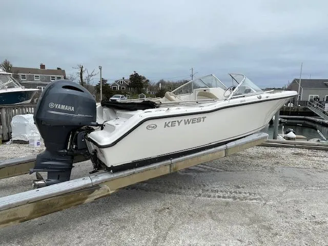 Slide: The Image of 2019 Key West 203 DFS boat with Yamaha outboard motor on trailer. - 4