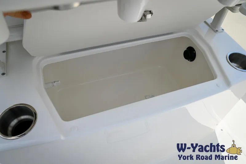 Slide: The Image of 2024 Bayliner Trophy T22CC boat storage compartment at W-Yachts York Road Marine. - 22