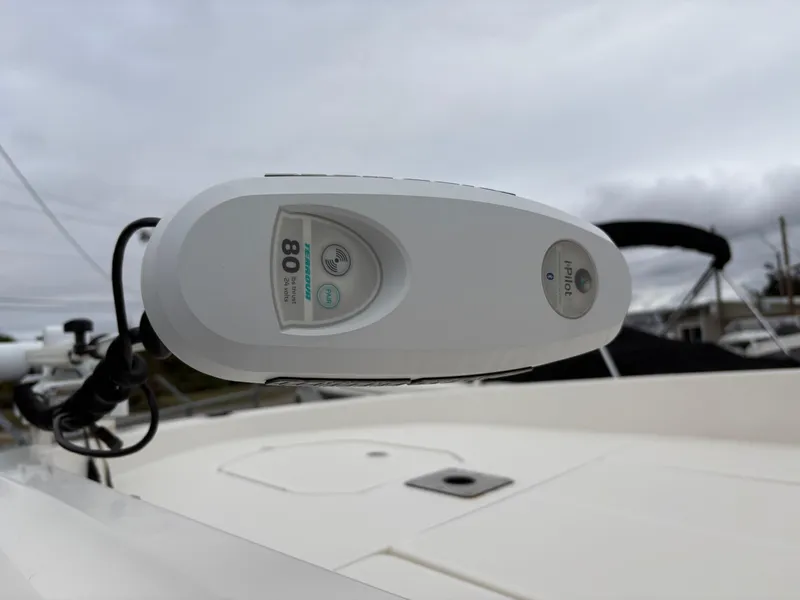 Slide: The Image of Minn Kota trolling motor on 2018 Bayliner F21 boat deck. - 7