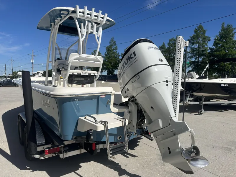 Slide: The Image of 2021 Bulls Bay 2400 boat with Suzuki 250 outboard motor on trailer. - 6