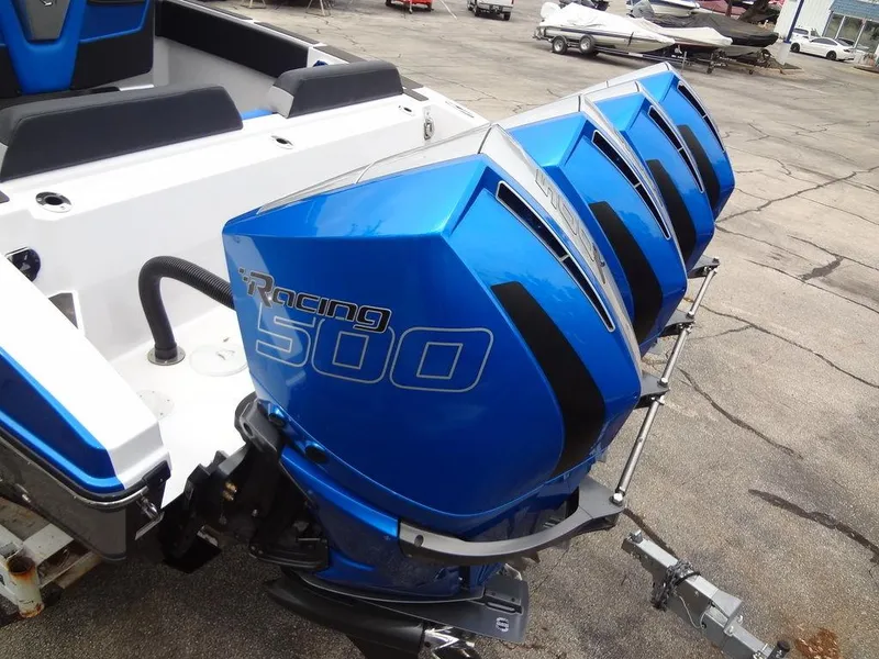 Slide: The Image of 2024 Fountain 38 SCX with quad Mercury Racing 500 outboard engines. - 16