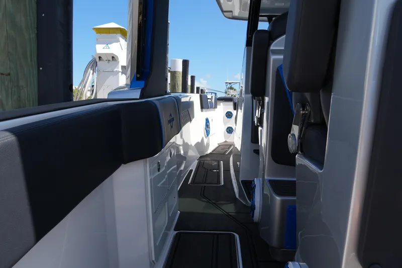 Slide: The Image of 2024 Fountain 38 SCX boat interior with sleek design and modern features. - 59