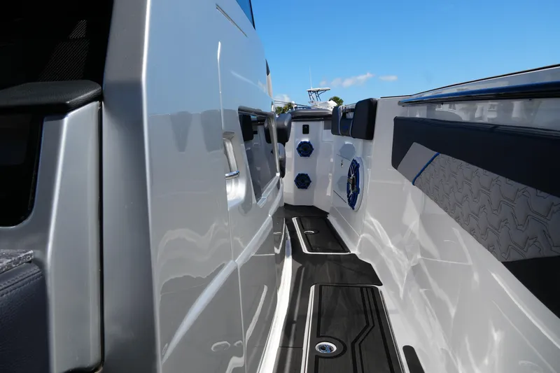 Slide: The Image of 2024 Fountain 38 SCX boat interior with sleek design and modern features. - 60