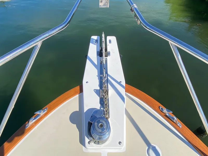 Slide: The Image of Bow of 2000 Little Harbor 42 Whisper Jet with anchor chain and windlass. - 17