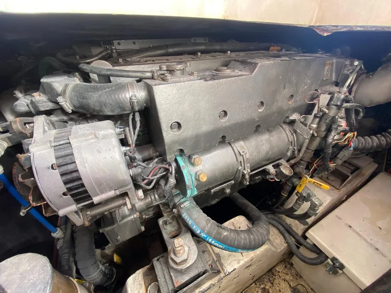 Slide: The Image of Engine compartment of a 2000 Little Harbor 42 Whisper Jet boat. - 40