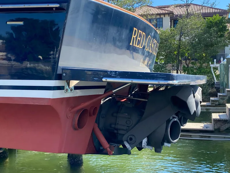 Slide: The Image of Little Harbor 42 Whisper Jet 2000 boat stern with jet drive system. - 9
