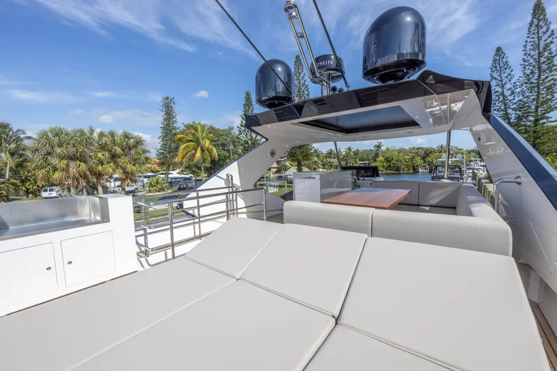 Slide: The Image of 2024 Astondoa Flybridge yacht with spacious sun deck and modern amenities. - 26