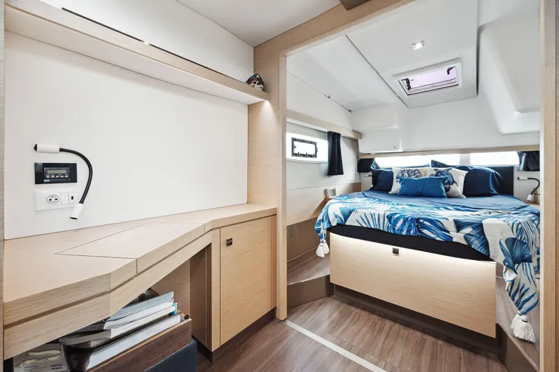 Slide: The Image of Luxurious interior of 2018 Fountaine Pajot Lucia 40 catamaran with cozy bedroom. - 39