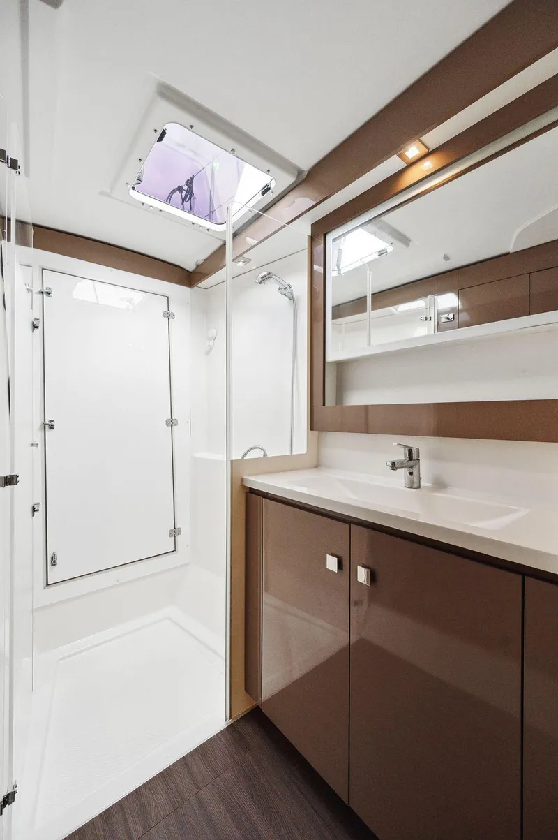 Slide: The Image of Modern bathroom interior of 2018 Fountaine Pajot Lucia 40 catamaran. - 44