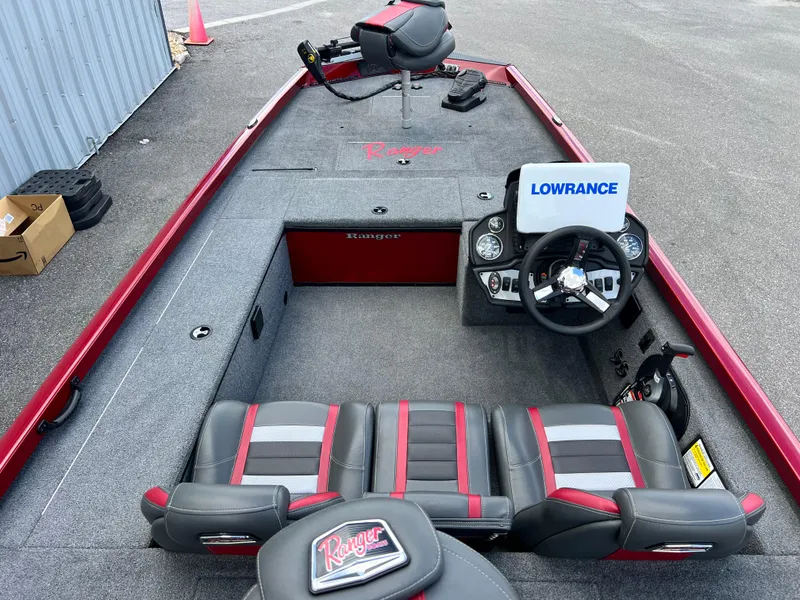 Slide: The Image of 2022 Ranger RT188 fishing boat interior with Lowrance electronics. - 8