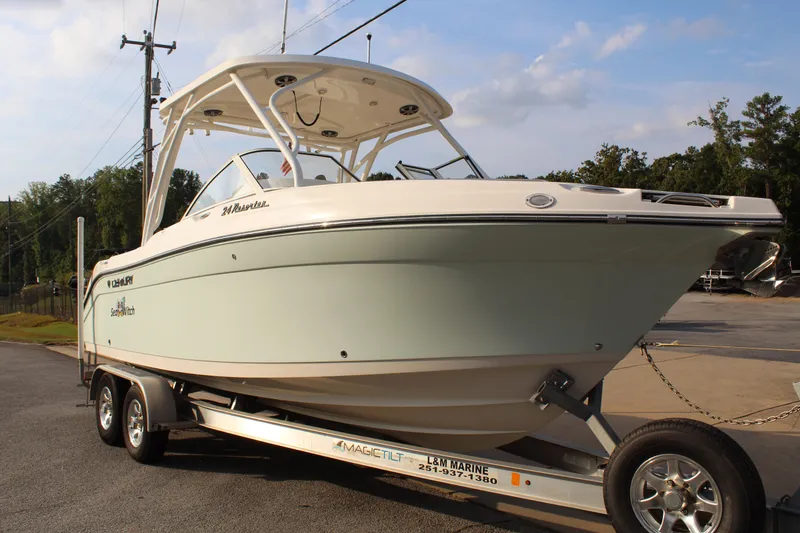 Slide: The Image of 2018 Century 24 Resorter boat on trailer, side view. - 4