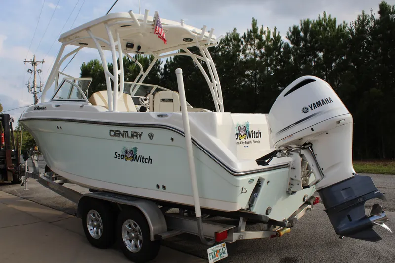 Slide: The Image of 2018 Century 24 Resorter boat on trailer with Yamaha engine. - 7