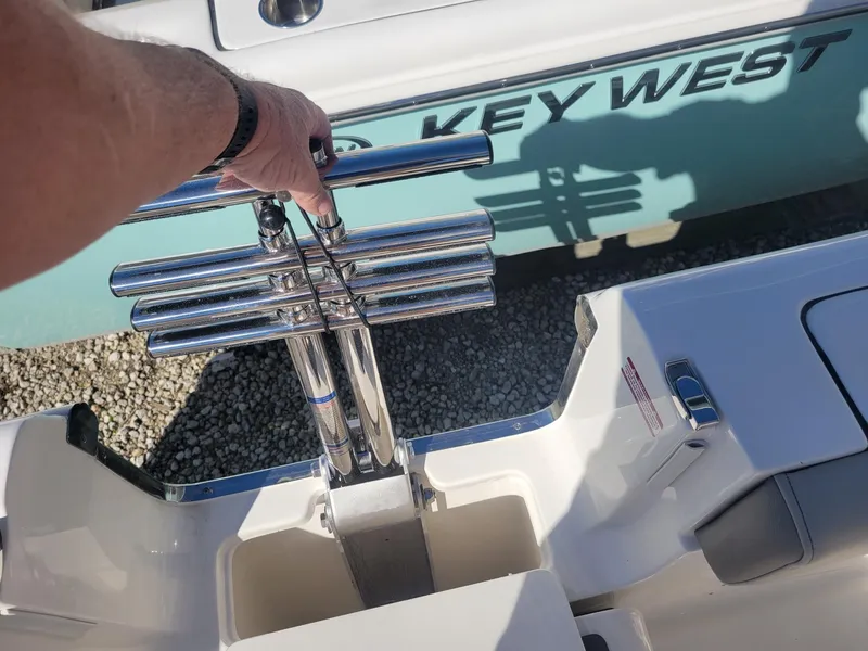 Slide: The Image of 2024 Key West 263 FS boat deck with mounted equipment. - 23