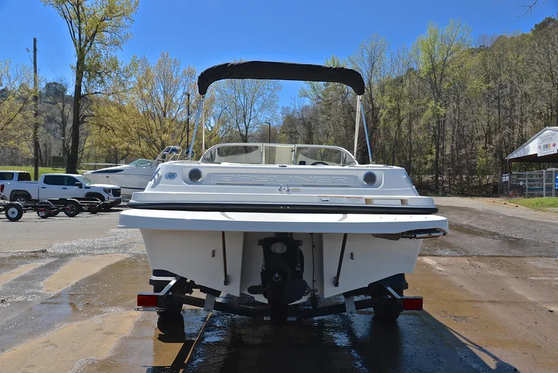 Slide: The Image of Rear view of a 2013 Bayliner 185 boat on a trailer. - 13