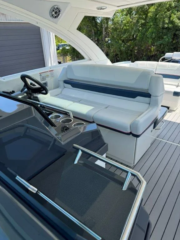 Slide: The Image of 2021 Formula 380 Super Sport Crossover OB interior seating and helm station. - 30