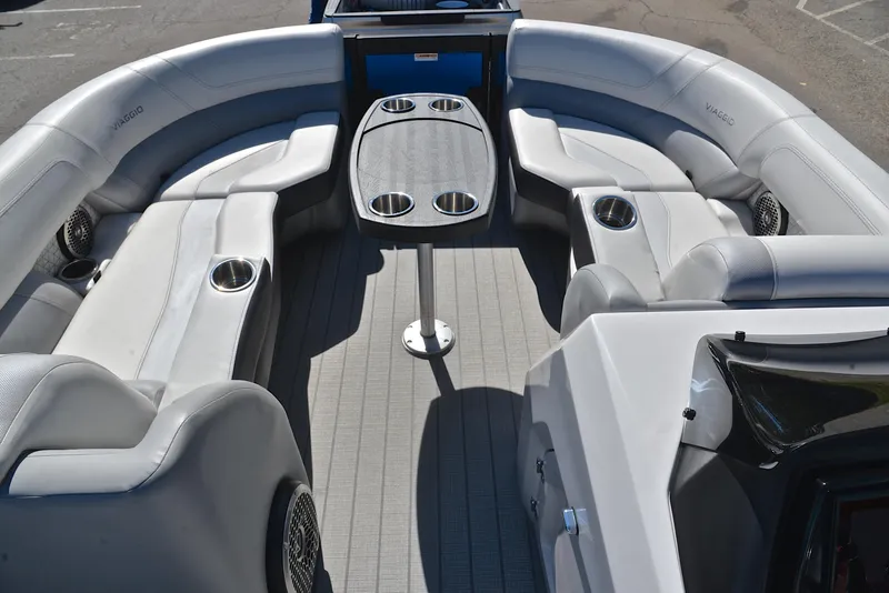 Slide: The Image of 2023 Viaggio D23S Platinum boat interior with spacious seating and cup holders. - 24