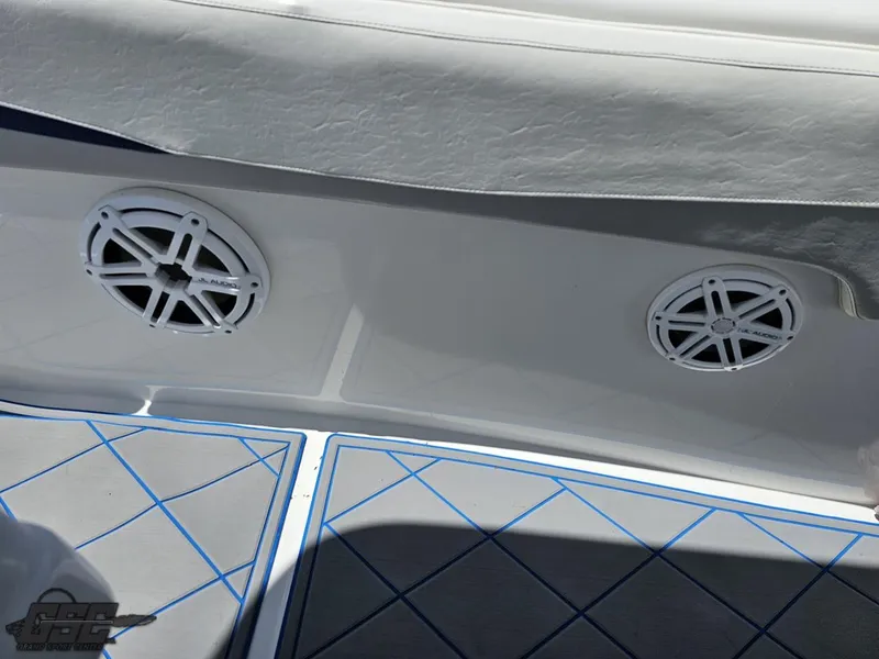 Slide: The Image of Speakers on the deck of a 2014 Deep Impact 36 Open boat. - 29