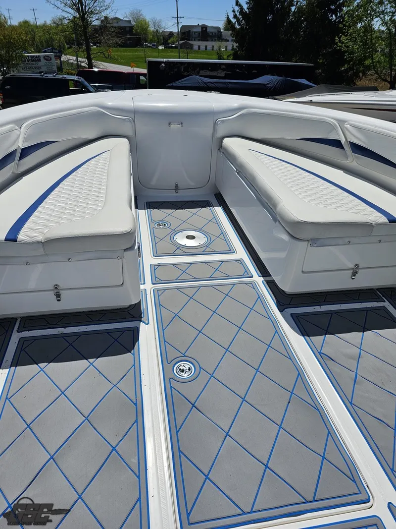 Slide: The Image of 2014 Deep Impact 36 Open boat with cushioned seating and diamond-patterned flooring. - 43
