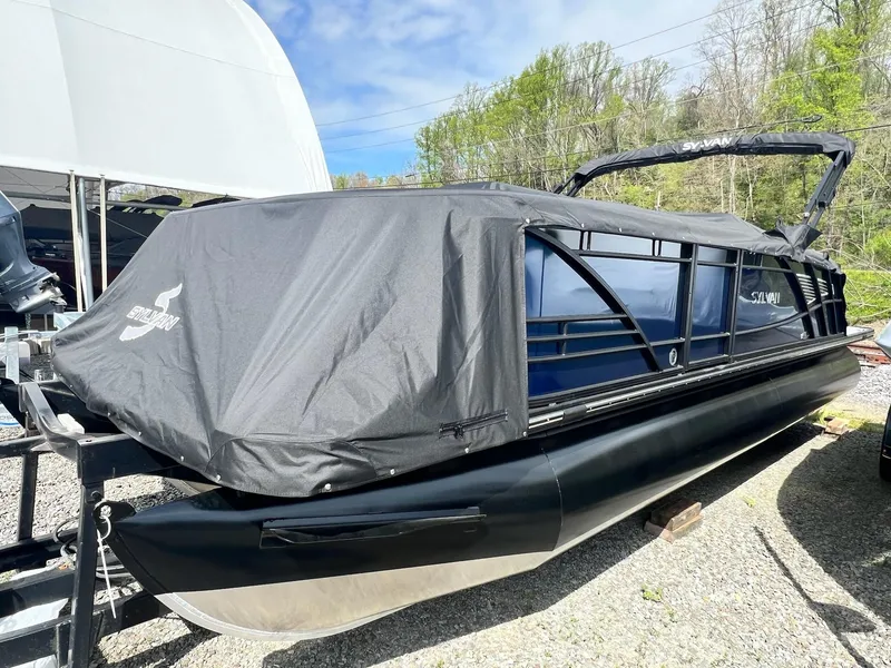 Slide: The Image of 2024 Sylvan S3 CLZ DH Tritoon boat covered and in stock. - 19