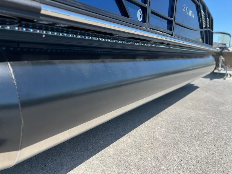 Slide: The Image of Close-up of 2024 Sylvan S3 CLZ DH Tritoon pontoon tube. - 22