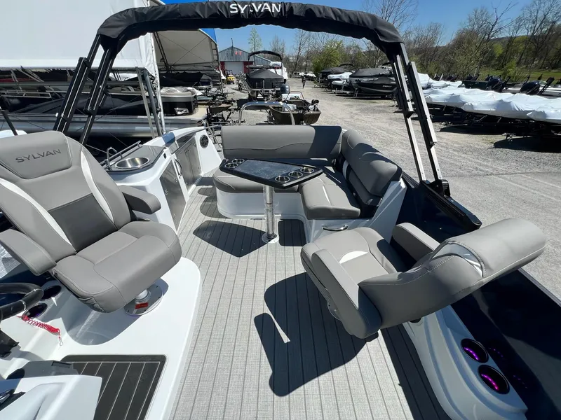 Slide: The Image of 2024 Sylvan S3 CLZ DH Tritoon interior with luxurious seating and modern amenities. - 42