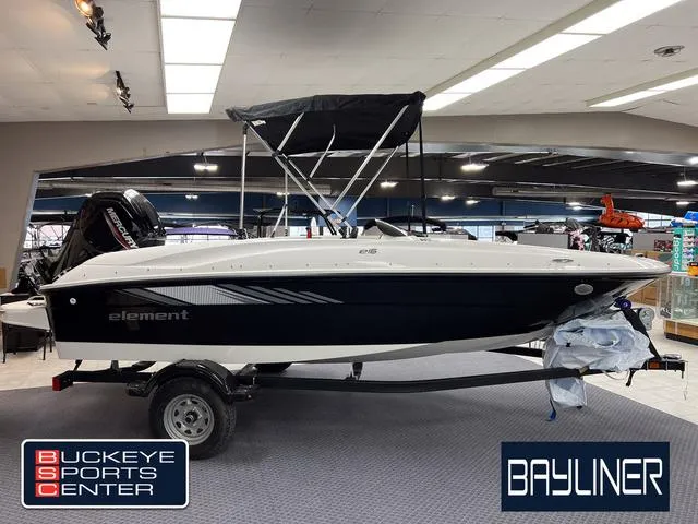 Slide: The Image of 2024 Bayliner E16 LTD boat on display at Buckeye Sports Center. - 1