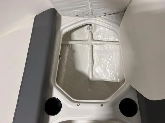 Slide: The Image of 2024 Bayliner E18 LTD storage compartment with open hatch. - 22