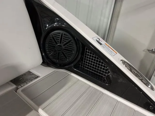 Slide: The Image of Close-up of the 2024 Yamaha Boats AR250 speaker and ventilation system. - 9