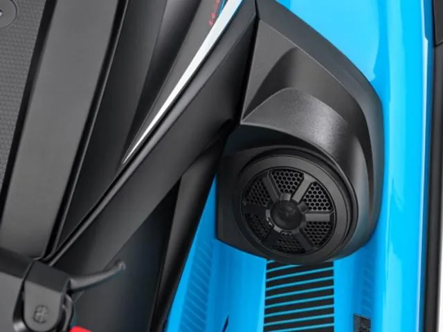 Slide: The Image of 2024 Yamaha Waverunner VX® Deluxe with Audio, close-up of speaker system. - 5