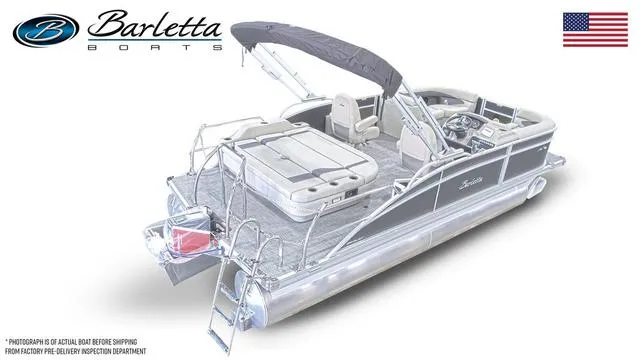 Slide: The Image of 2024 Barletta Boats Aria 20UC pontoon boat with canopy and spacious seating. - 4