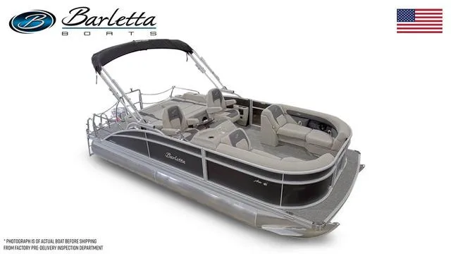 Slide: The Image of 2024 Barletta Boats Aria 20UC pontoon boat with seating and canopy. - 5