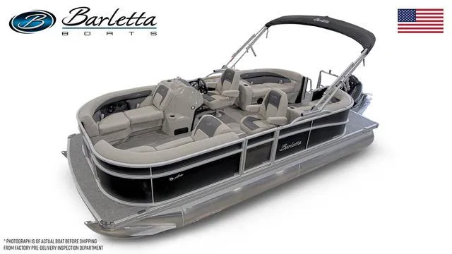 Slide: The Image of 2024 Barletta Aria 20QC pontoon boat with sleek design and comfortable seating. - 1