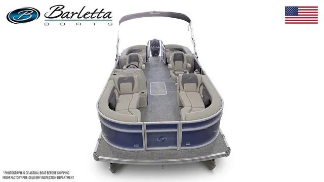 Slide: The Image of 2024 Barletta Boats Aria 22QC pontoon boat, spacious seating, luxury design. - 6