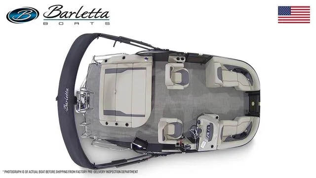 Slide: The Image of 2024 Barletta Boats Aria 20UC pontoon boat interior layout, top view. - 7