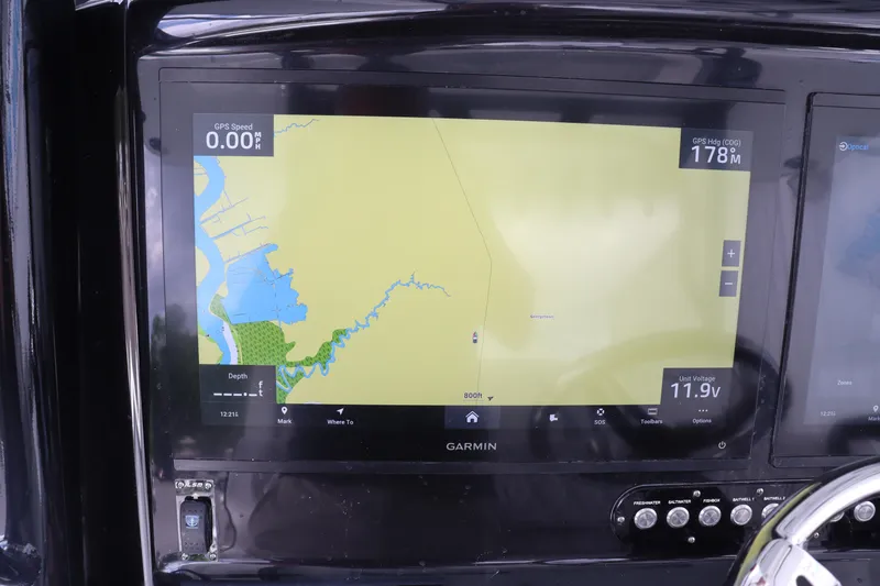 Slide: The Image of Garmin navigation display on 2024 Yellowfin 39 Offshore boat. - 27