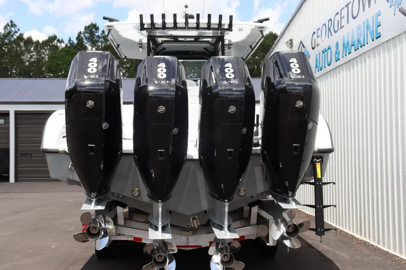 Slide: The Image of 2024 Yellowfin 39 Offshore boat with quad 400 V8 engines at Georgetown Auto & Marine. - 3
