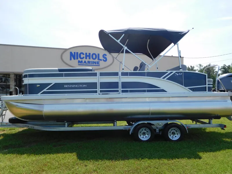 Slide: The Image of 2024 Bennington 22 SSB pontoon boat at Nichols Marine dealership. - 0
