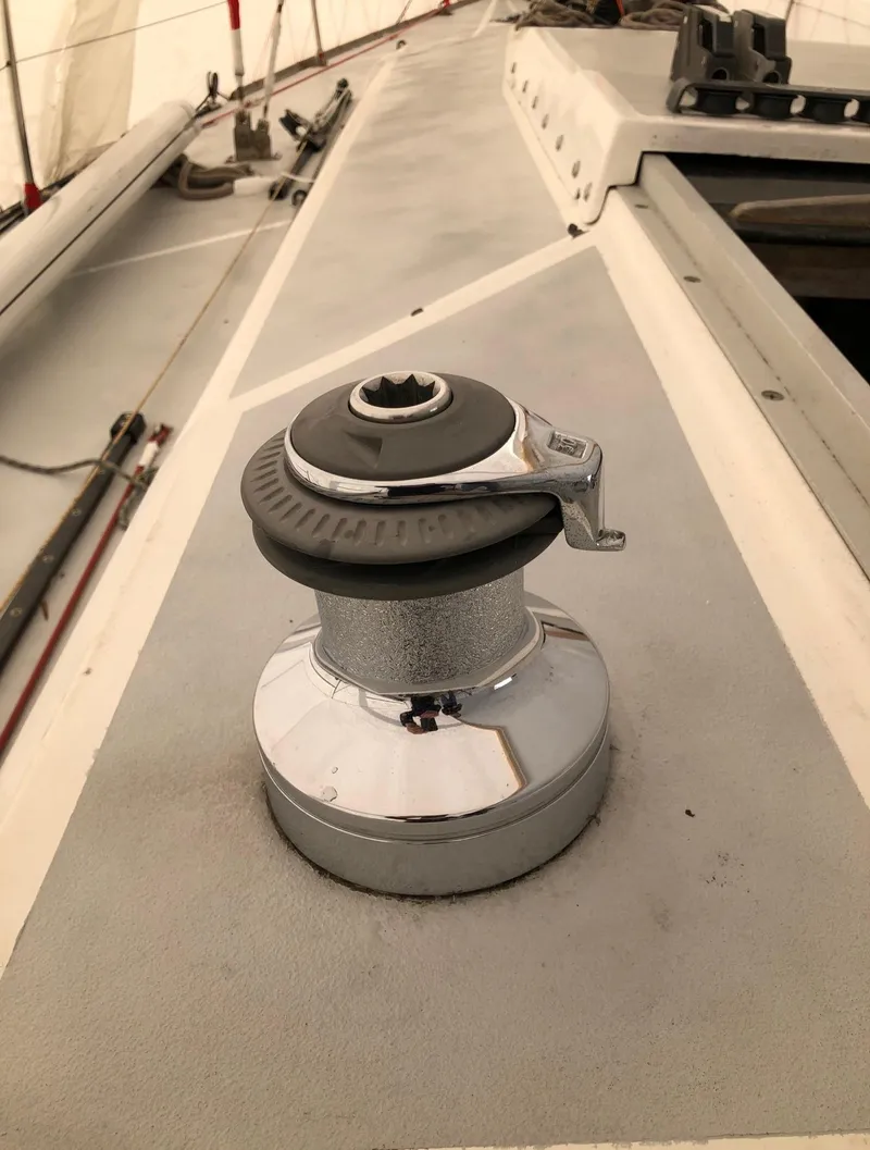 Slide: The Image of Sailboat deck with winch, Tripp 36 model, 1991. - 29