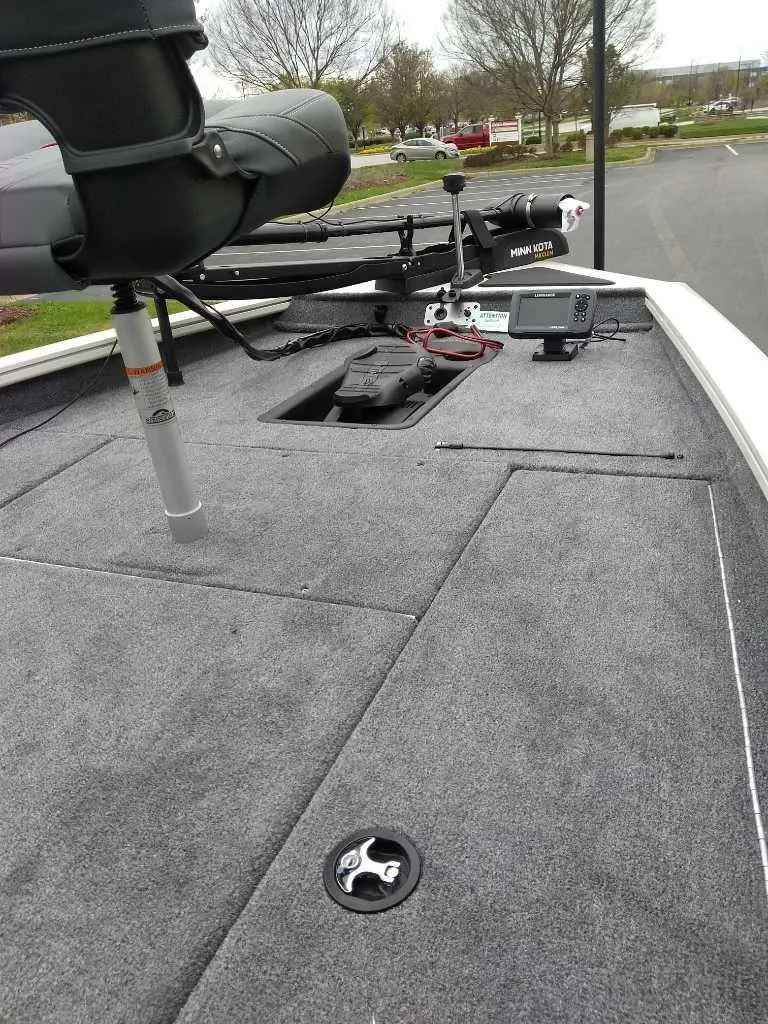 Slide: The Image of 2024 Tracker Pro Team 190 TX fishing boat deck with seat and equipment. - 3