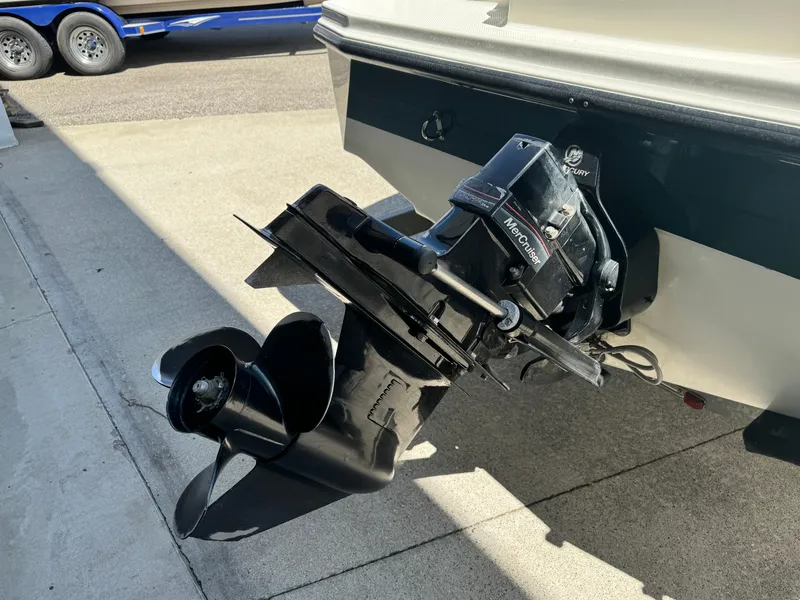Slide: The Image of Close-up of a 2005 Trophy 1952 Walkaround boat's outboard motor. - 18