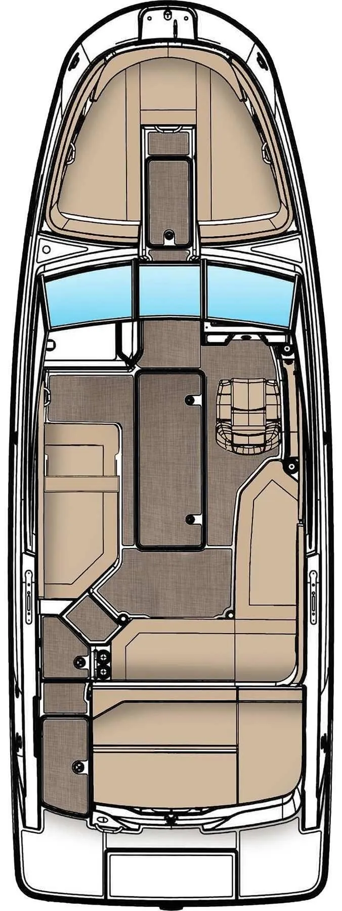 Slide: The Image of 2024 Sea Ray SPX 230 boat layout, top view. - 26