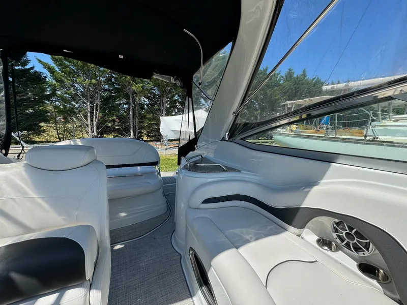 Slide: The Image of Interior of 2020 Crownline 264CR boat with sleek seating and modern design. - 37