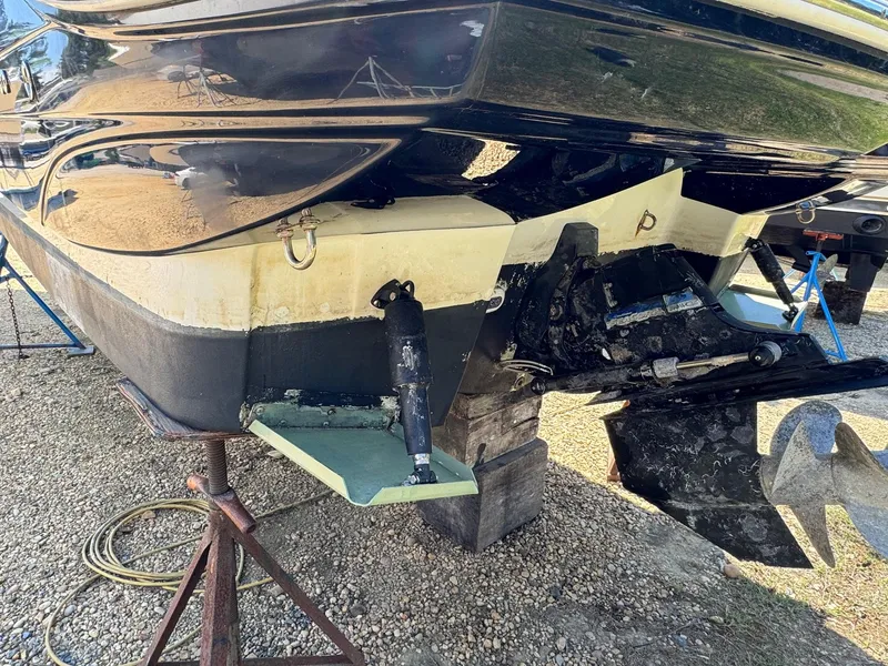 Slide: The Image of 2020 Crownline 264CR boat hull and propeller on dry dock. - 9